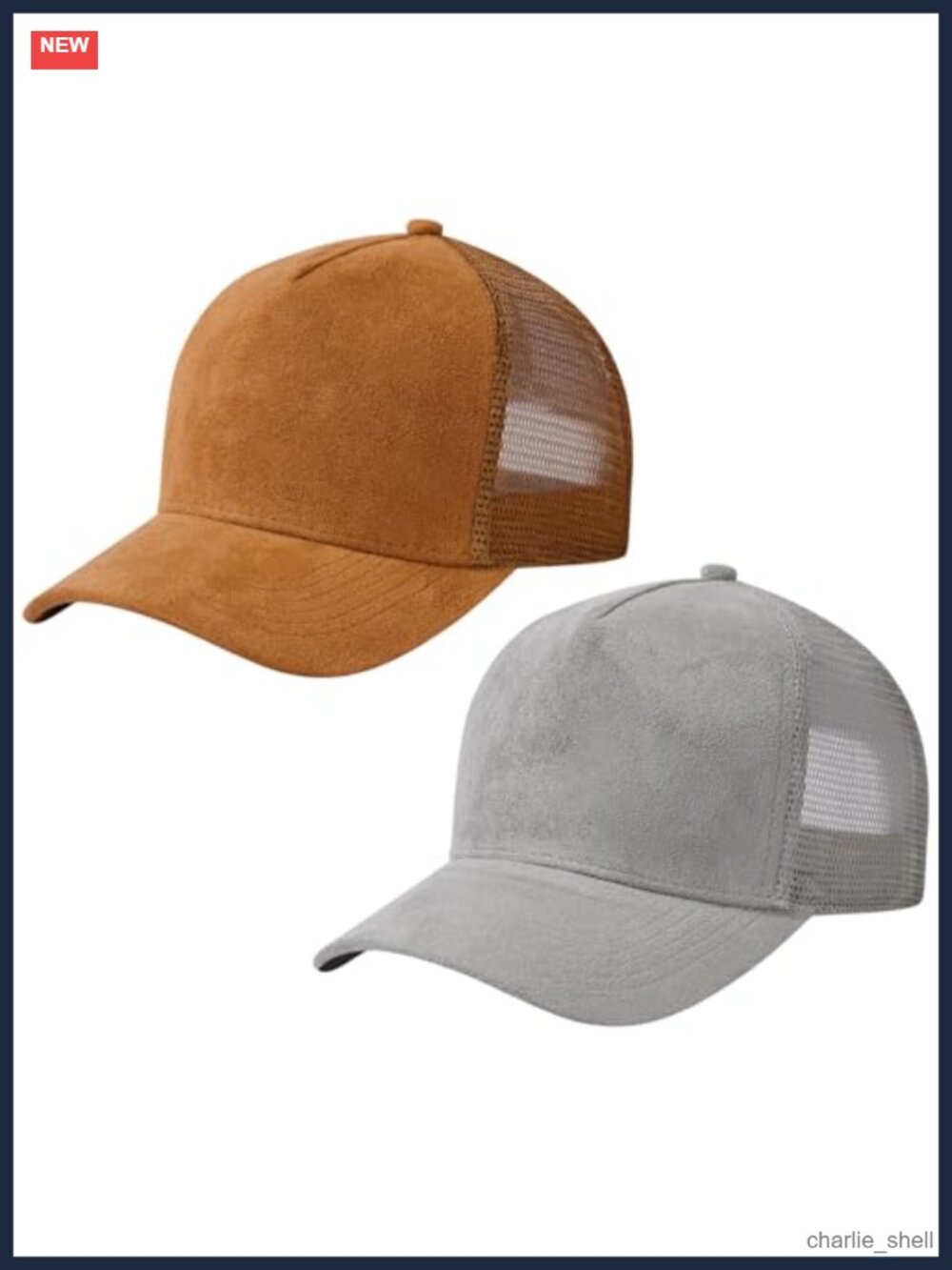 Suede Curved Brim Trucker Cap Adjustable Snapback Mesh Back Breathable 2 Pack